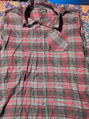 Stanley Red and Gray Plaid Button-Down Shirt
